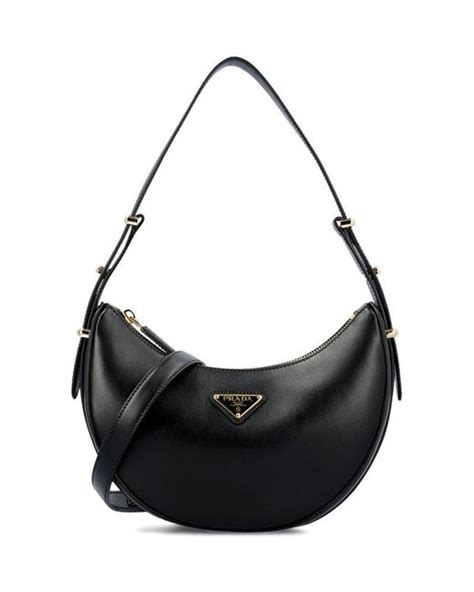 prada triangle logo plaque moon shaped shoulder bag|prada symbole logo.